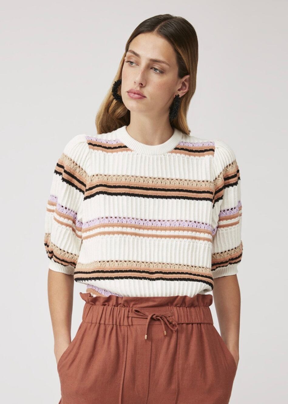 SUNCOO Panaco Terracotta Short Sleeve Sweater  Size T2/Medium